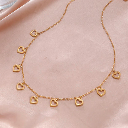 Collar de acero inoxidable, colgantes de corazones