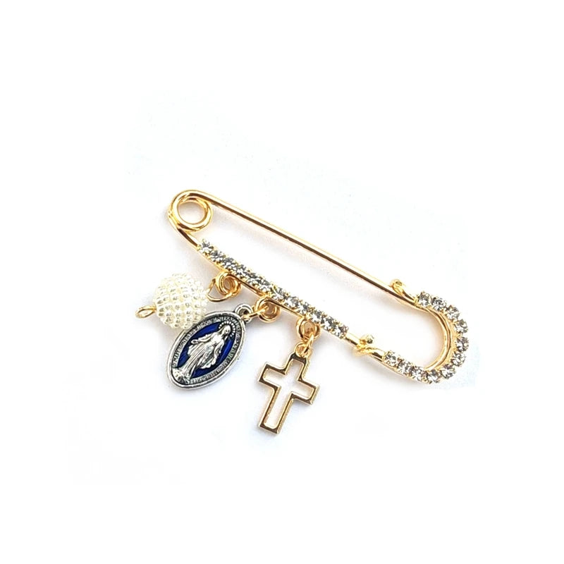 Broche Medalla Milagrosa con Cruz y Circonitas