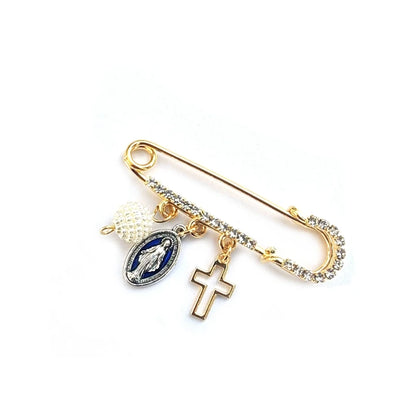 Broche Medalla Milagrosa con Cruz y Circonitas