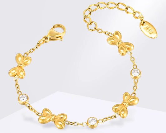 Pulsera Infantil de Lazos y Circonitas en Acero Inoxidable