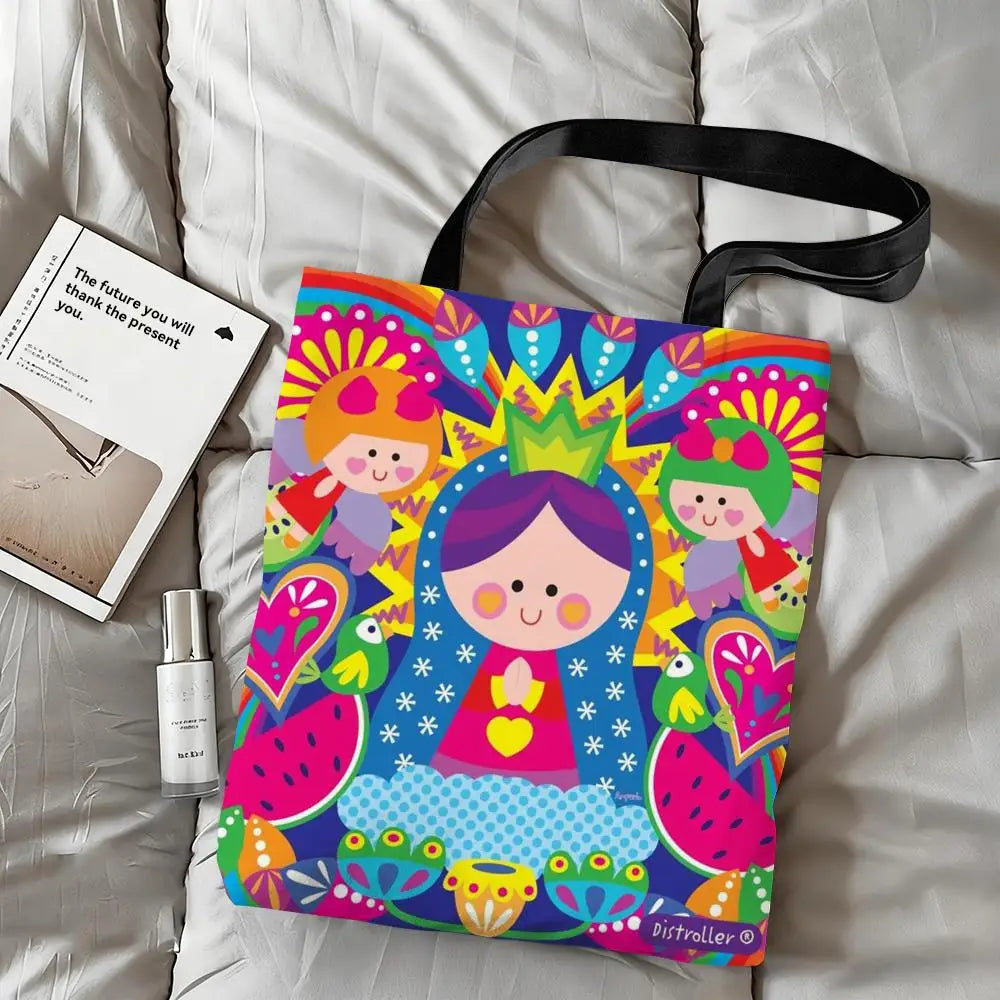 Bolsos Totes de arte de la Virgen María de dibujos animados