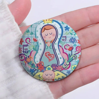 Broches redondos para niños (La Virgencita)