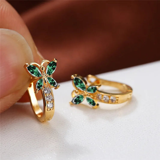Pendientes de aro de mariposa detalle circonitas varios colores